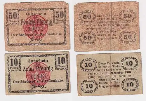 10 und 50 Pfennig Banknoten Notgeld Stadt Großenhain o.D.-31.12.1918 (166886)
