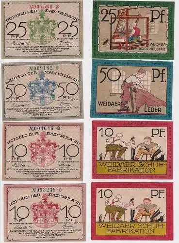 10 bis 50 Pfennig Banknoten Notgeld Stadt Weida o.D. (1921) (166887)