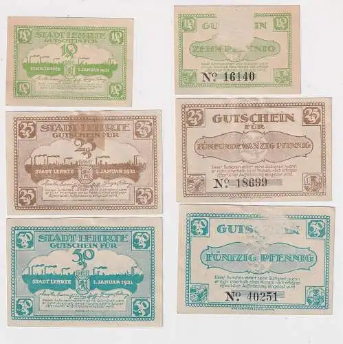 10, 25 und 50 Pfennige Banknoten Notgeld Stadt Lehrte 1921 (166973)