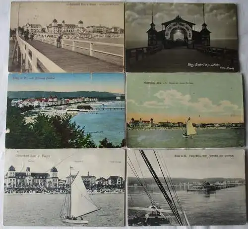 70025/6 Ak Ostseebad Binz auf Rügen Seebrücke, Strand usw. um 1930