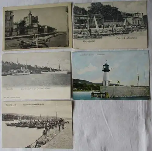 906980/5 Ak Ostseebad Sassnitz auf Rügen Hotel, Hafen, Leuchtturm usw. um 1910