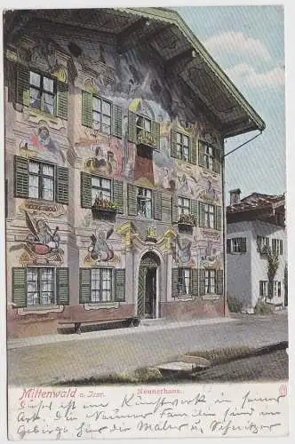 54106 AK Mittenwald an der Isar - Neunerhaus, Gebäudeansicht 1906