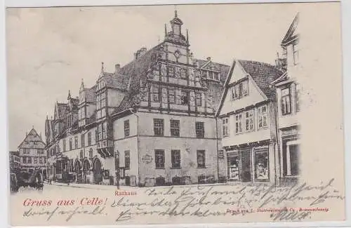 97742 AK Gruss aus Celle! - Rathaus, Strassenansicht 1903