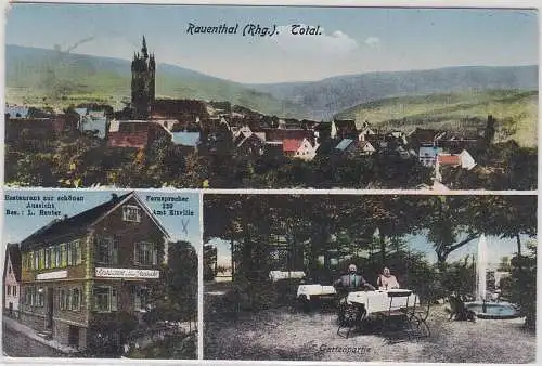26967 AK Rauenthal (Rhg.) - Restaurant zur schönen Aussicht, Gartenpartie 1930