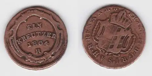 1 Kreuzer Kupfer Münze Österreich 1804 H Günzburg ss (155802)