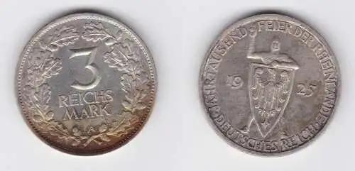 3 Mark Silber Münze 1000 Feier der Rheinlande 1925 A f.vz (156230)