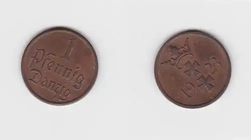 1 Pfennig Kupfer Münze Danzig 1923 Jäger D 2 vz (156310)