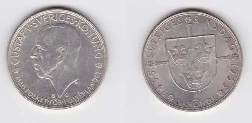 5 Kronen Silber Münze Schweden 500 Jahre schwedischer Reichstag 1935 vz (155005)