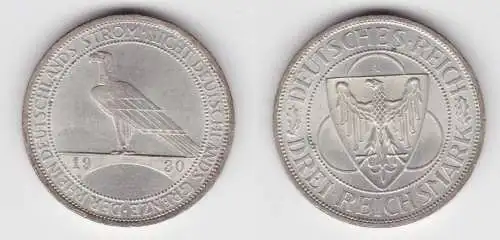 3 Mark Silbermünze Der Rhein 1930 A vz (155842)