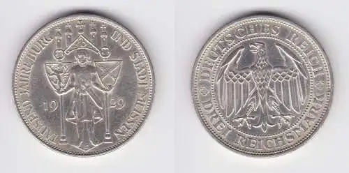 Silber Münze 3 Mark 1000 Jahre Stadt Meißen 1929 E ss/vz (156223)