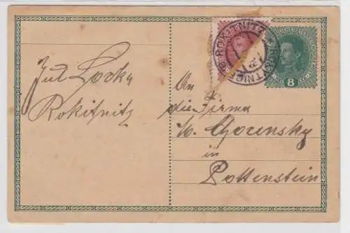 65803 Ganzsachen Karte Österreich Rokitnitz mit Halbierung 1909