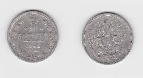 20 Kopeken Silber Münze Russland 1861 (155807)