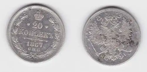 20 Kopeken Silber Münze Russland 1867 (155770)