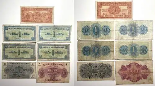 7 seltene Banknoten alliierte Militärbehörde Österreich 1944 (155184)