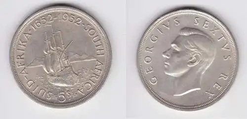 5 Schilling Silber Münze Südafrika Segelschiff 1952 (155589)