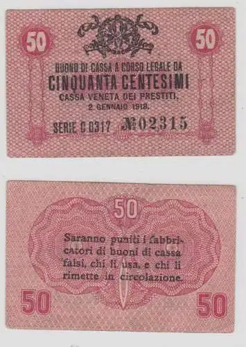 50 Centesimi Banknote Italien 2.1.1918 Cassa Veneta dei Prestiti (154114)