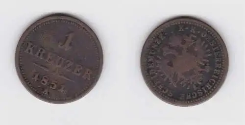 1 Kreuzer Kupfer Münze Österreich 1851 A (155763)