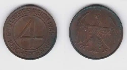 4 Pfennig Kupfer Münze Weimarer Republik 1932 A "Brüning Taler" (155923)