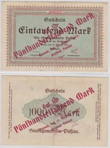 500000 Mark Banknote Inflation Stadtgemeinde Passau 11.08.1923 (154675)