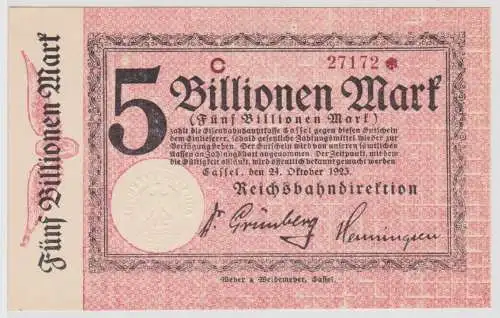 5 Billionen Mark Banknote Reichsbahndirektion Cassel 24.10.1923 (117588)