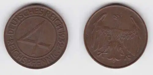 4 Pfennig Kupfer Münze Weimarer Republik 1932 A "Brüning Taler" (155961)
