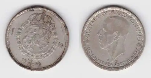1 Krone Silber Münze Schweden 1949 (156121)