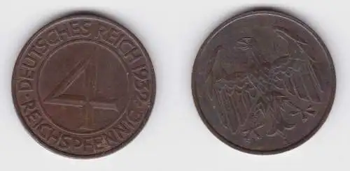 4 Pfennig Kupfer Münze Weimarer Republik 1932 A "Brüning Taler" (155371)