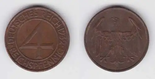 4 Pfennig Kupfer Münze Weimarer Republik 1932 A "Brüning Taler" (155416)