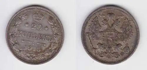 20 Kopeken Silber Münze Russland 1915 ss (155020)