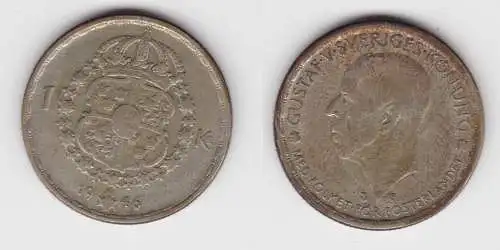 1 Krone Silber Münze Schweden 1946 (156088)