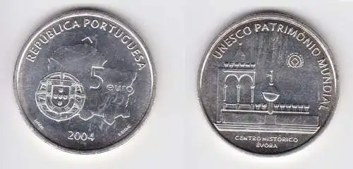 5 Euro Silbermünze 2004 Portugal Unesco Património Mundial Evora Stgl. (155666)