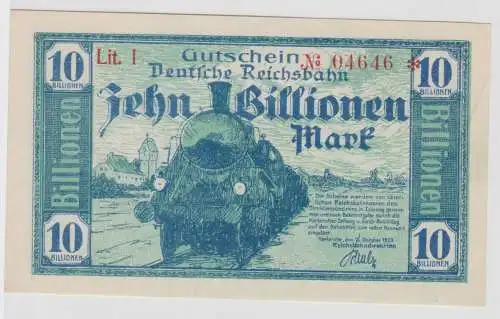 10 Billionen Mark Banknote Reichsbahndirektion Karlsruhe 15.10.1923 (108567)