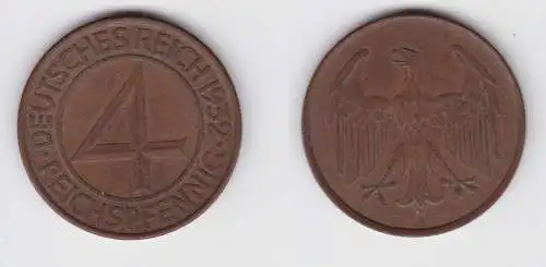 4 Pfennig Kupfer Münze Weimarer Republik 1932 A "Brüning Taler" (155963)