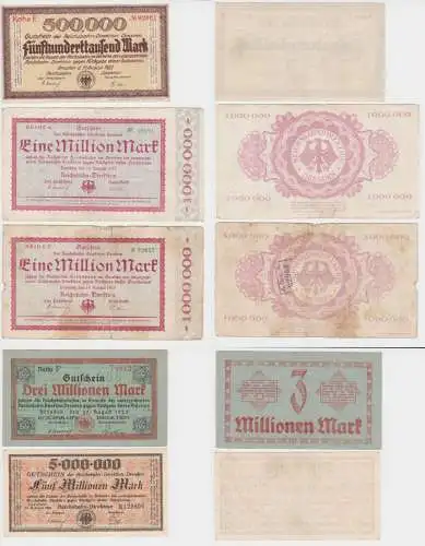 5 Inflations Banknoten Reichsbahn Direktion Dresden 1923 (106546)