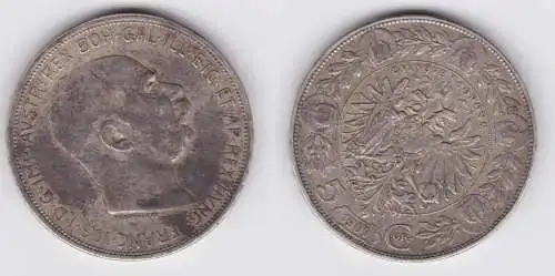 5 Kronen Silber Münze Österreich Kaiser Franz Josef 1909 (155614)