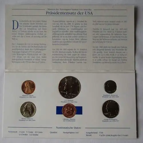 Kursmünzsatz mit 5 Münzen die berühmtesten Präsidenten der USA 1996 (125031)