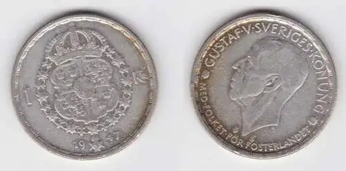 1 Krone Silber Münze Schweden 1947 (156254)