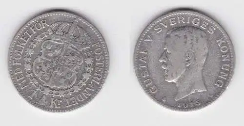 1 Krone Silber Münze Schweden 1915 (156285)