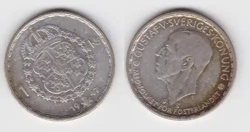1 Krone Silber Münze Schweden 1947 (156294)