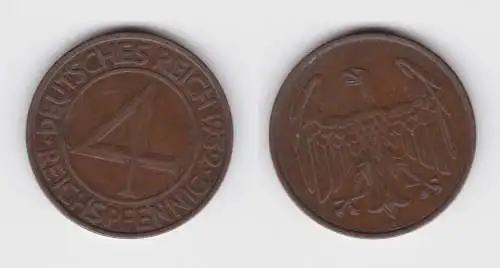4 Pfennig Kupfer Münze Weimarer Republik 1932 A "Brüning Taler" (155084)