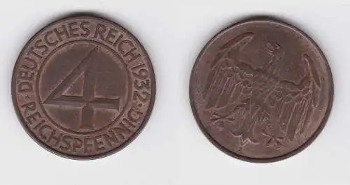 4 Pfennig Kupfer Münze Weimarer Republik 1932 A "Brüning Taler" (155659)
