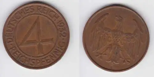 4 Pfennig Kupfer Münze Weimarer Republik 1932 A "Brüning Taler" (155627)