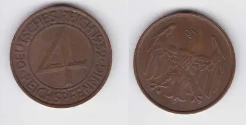 4 Pfennig Kupfer Münze Weimarer Republik 1932 A "Brüning Taler" (155338)