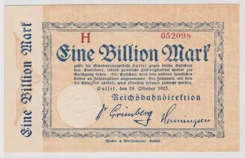 1 Billion Mark Banknote Reichsbahndirektion Cassel 24.10.1923 (119334)