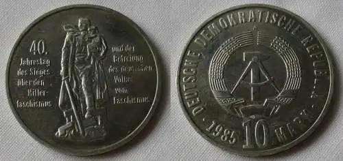 DDR Gedenk Münze 10 Mark 40.Jahre Kriegsende 1985 Stempelglanz (155569)