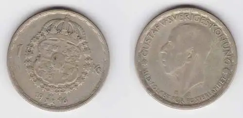 1 Krone Silber Münze Schweden 1946 (156281)
