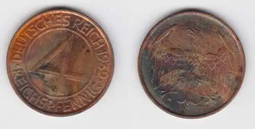 4 Pfennig Kupfer Münze Weimarer Republik 1932 A "Brüning Taler" (155616)