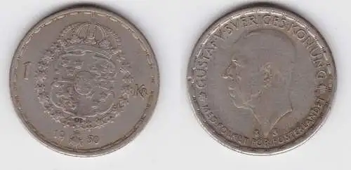 1 Krone Silber Münze Schweden 1950 (156120)