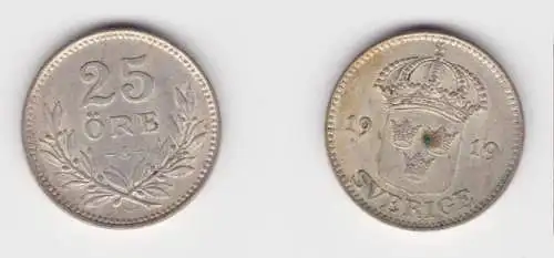 25 Öre Silber Münze Schweden 1919 (155608)