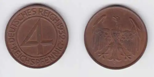 4 Pfennig Kupfer Münze Weimarer Republik 1932 A "Brüning Taler" (155012)